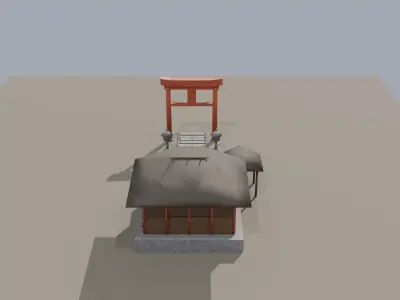 Japanese Torii Shrine Approach Sando Set Low Poly PBR 3D model Low-poly 3D model