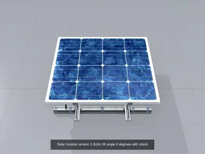Solar module version 3 2x2m with stand 3D Model Pack