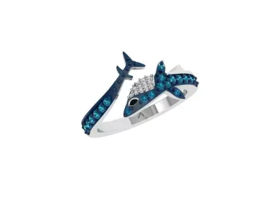 Diamond Accent Shark Ring 3D print model