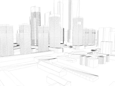 Urban highrise building ancillary building commercial 3D model get