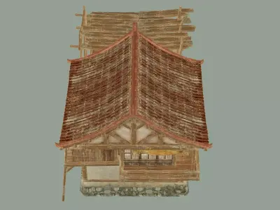 Japan Asian Medieval Hut House 3D Model Low-poly 3D model
