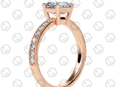 Ring 211 Milgrain shape milgrain pave set with Gems 3D print model