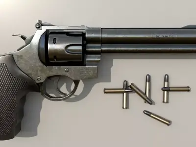 Revolver Low-poly 3D model 11