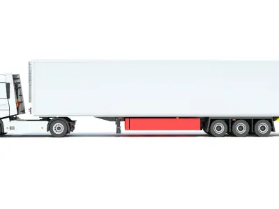 Truck with Reefer Refrigerator Trailer 3D model 2
