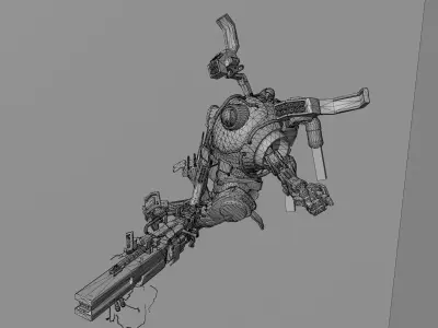 Military combat robots Low-poly 3D model