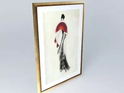 Lady with Red Fan  2   By Marilyn Robertson  Free 3D model