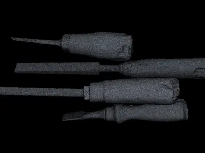Chisels High Poly pair of woodworking tools 3D model