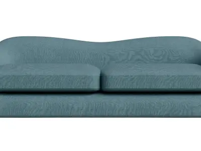 Blue Curved Back Sofa 3D model