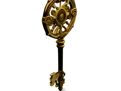 Ornate Golden Key 3D Model Low-poly 3D model