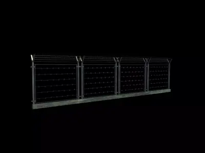 metal wire fence 02 3D model