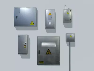 Electrical Box Pack 2 Low-poly 3D model