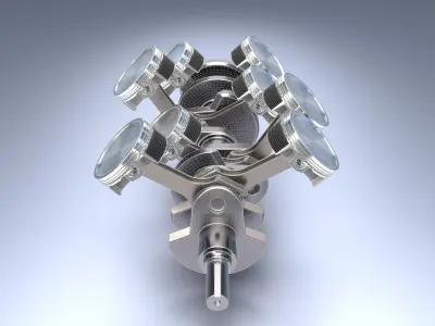 Animated V8 Engine 3D model