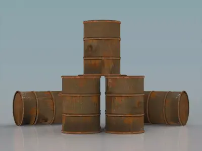 Barrel Set rusty barrels - rusty barrels 3D model