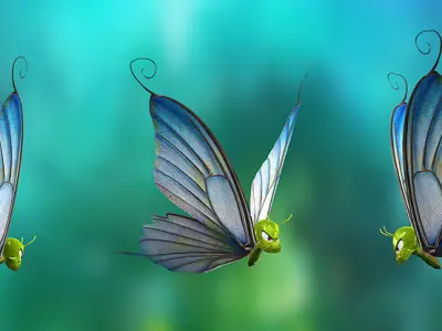 3DRT - Toon Butterfly  Low-poly 3D model