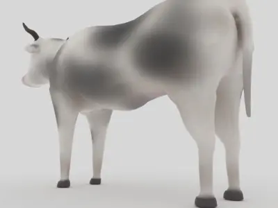 Rigged and Animated Cow Low-poly 3D model