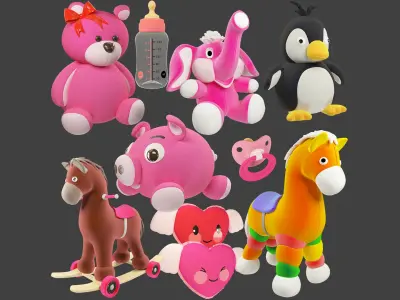 Stuffed Toys and Childcare Accessories Collection V1 3D model
