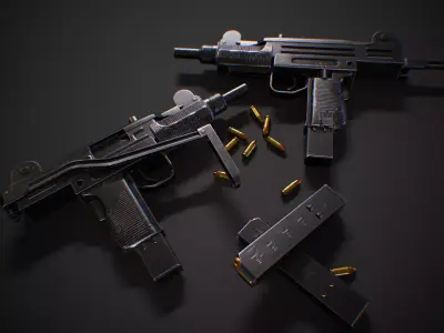 Mini UZI Gun Low-poly 3D model