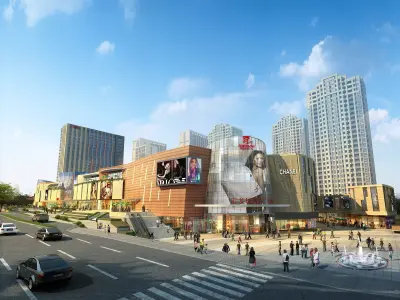 3Dmax fashion city commercial square building 386 3D model