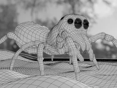 Jumper-Spider spider Low-poly 3D model