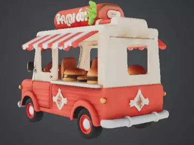 Burger Shop Mobile Cart 3D model