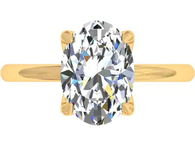 Oval Stone Tulip Engagement Ring 3D print model