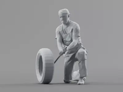 Lowpoly Car Mechanic Free 3D model