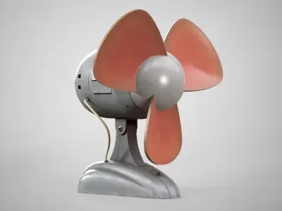 Retro Desk Fan - Vintage Office Table Fan Game Ready AAA Low-poly 3D model