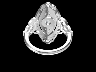 Solitaire Engagement Art Deco Ring 3D print model 38
