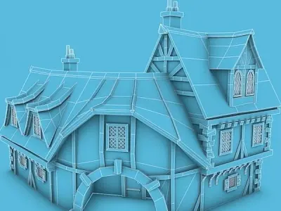 Medieval Building 19 Coaching Inn Low-poly 3D model