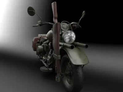 Motorcycle Custom Military HD Low-poly 3D model