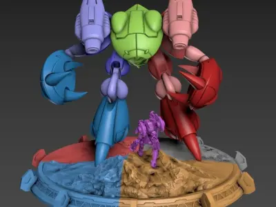 Mecha Crabby Patty Poseable Set 100mm 3D print model
