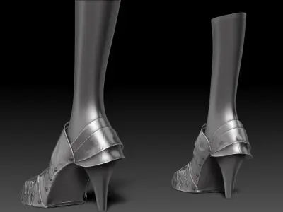  Female Knigt Foot Armor Sculpt Project 3D model