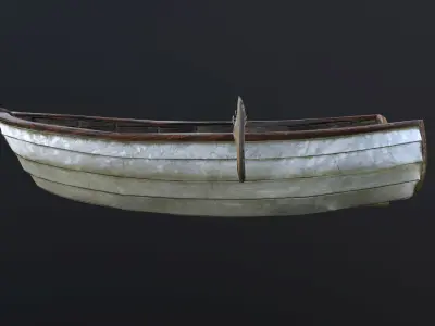 Wooden row boat Low-poly 3D model