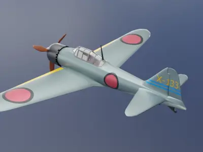 Mitsubishi Zero Japanese airplane Free 3D model