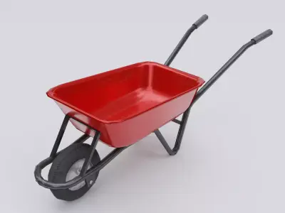 Wheelbarrow Low-poly 3D model 2