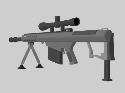 Low poly Barrett M82 sniper Low-poly 3D model