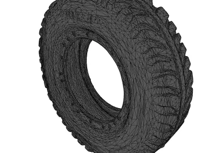 Industrial Vehicle Tire with Chain 3D model