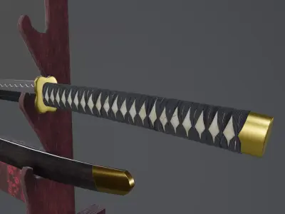 Japanese katana Low-poly 3D model buy