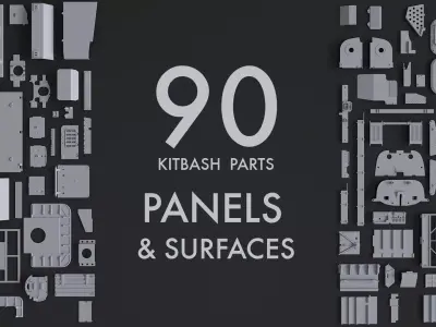 Kitbash Kit - 90 Panels and Surfaces V1 3D model