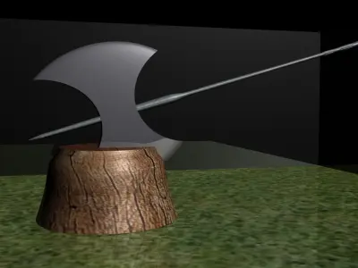 Medieval axe Low-poly 3D model 14
