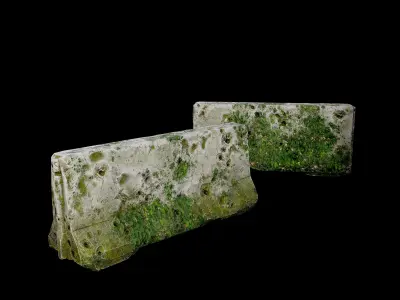 8 Destroyed Concrete Divider Pack Game Ready Low-poly 3D model