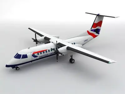Dash 8-300 Airliner British Airways Low-poly 3D model