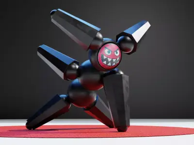 Megabot robot on mat Low-poly 3D model