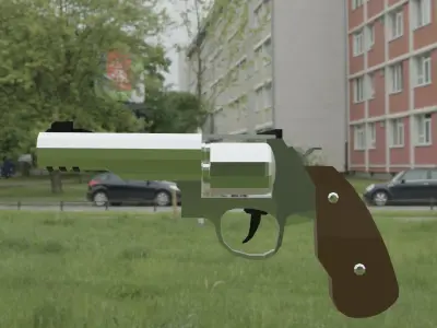 Low Poly Revolver Low-poly 3D model