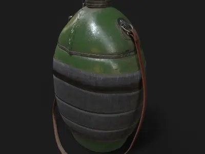 military flask Low-poly 3D model