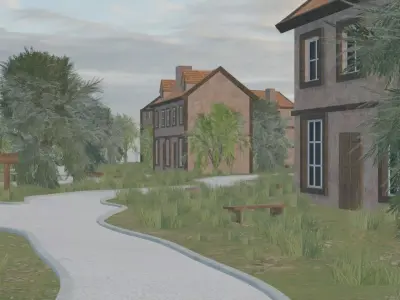 Clifftop Village Overview 3D model