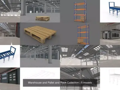 Warehouse and Pallet and Rack Collection 3D Model Pack