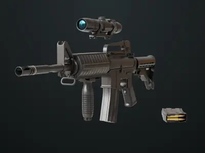 Machine Gun 09 Black All PBR Unity UE Textures Low-poly 3D model