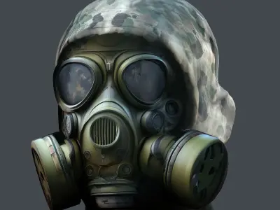 Gas mask helmet 3d model military combat Low-poly 3D model Low-poly 3D model order