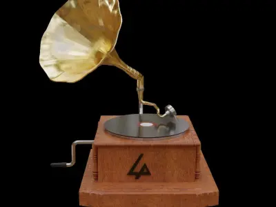 Gramophone with number four 3D model